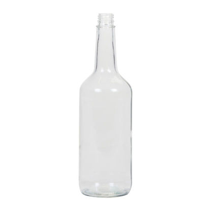 1 Liter Clear Glass Liquor Bottles w/ Black Polypro Tamper Evident Caps