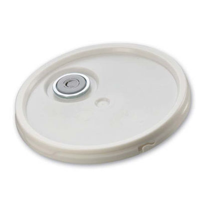 Picture of White HDPE Tear Tab Cover w/ Rieke Flex Spout for 3.5 - 6 Gallon Pails