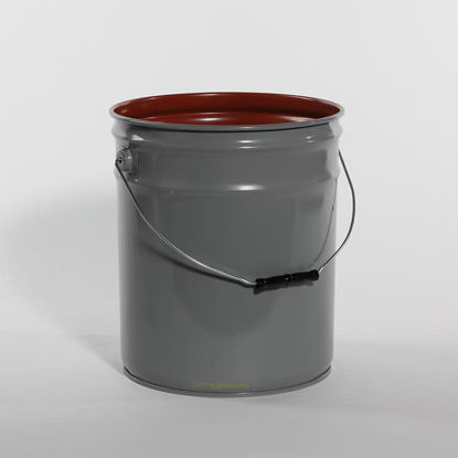 Picture of 5 Gallon Gray Open Head Pail, Red Phenolic Lined, UN Rated