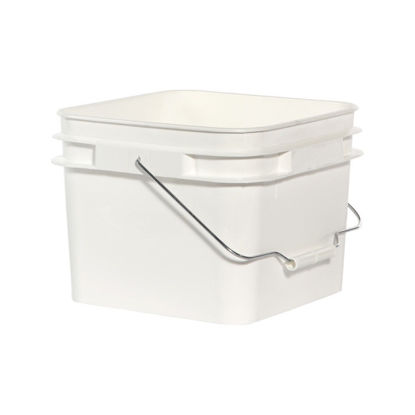 Picture of 2 Gallon White HDPE Open Head Pail with Metal Handle