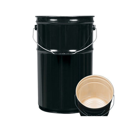 Picture of 7 Gallon Black Open Head Pail, Buff Epoxy Phenolic Lined, UN Rated