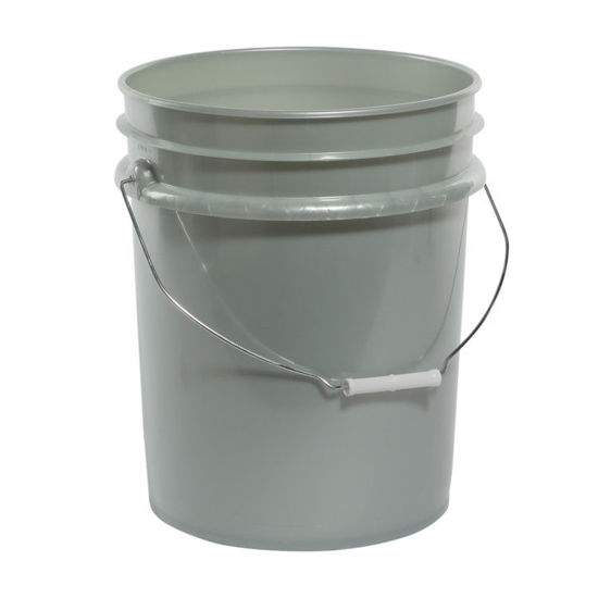 Picture of 5 Gallon Silver HDPE Open Head Pail with Wire Bail