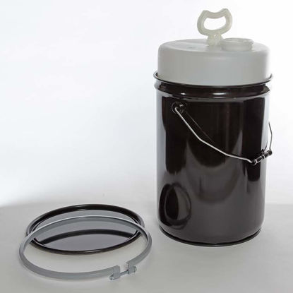 Picture of 6 Gallon Black Delpak Pail w/ Ring Seal Cover & Bolt Ring, UN Rated