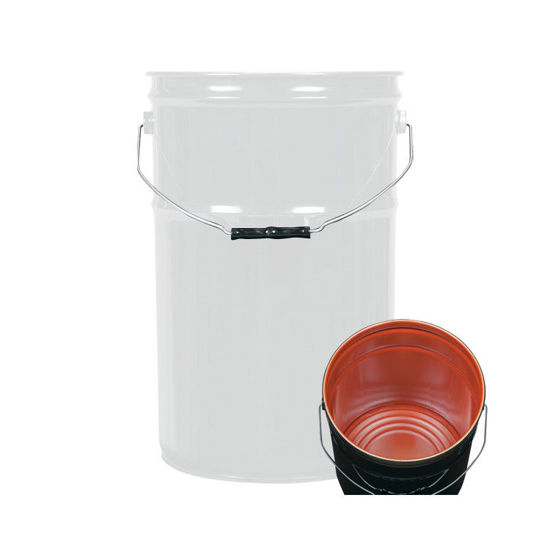 Picture of 6.5 Gallon White Open Head Pail, Red Phenolic Lined, UN Rated