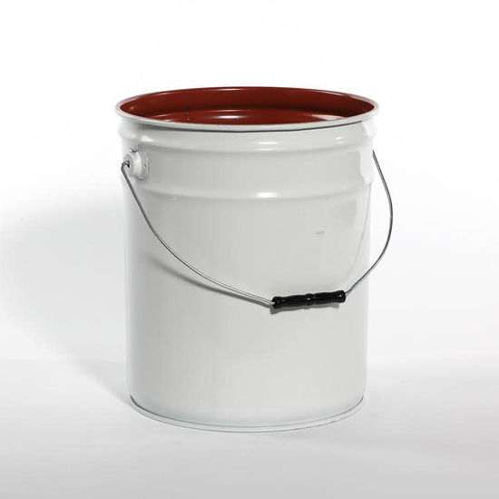 Picture of 5 Gallon White Open Head Pail, Red Phenolic Lined, UN Rated