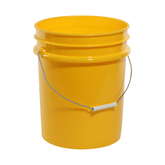 Picture of 5 Gallon Yellow HDPE Open Head Pail w/ Wire Bail
