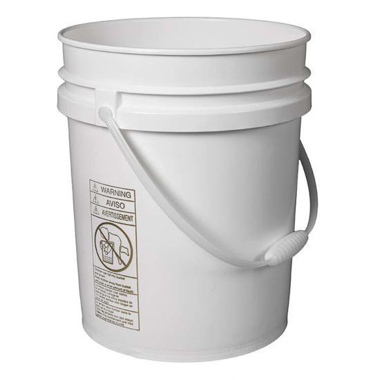 Picture of 5 Gallon White HDPE Open Head Pail w/ Plastic Handle, UN Rated