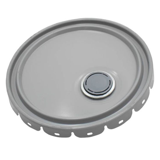 Picture of 2.5-7 GALLON LIGHT GRAY STEEL LUG COVER, UN RATED, RIEKE FITTING, RUST INHIBITED