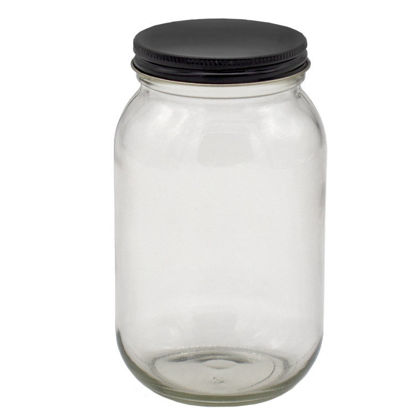 Picture of 32 OZ FLINT GLASS EC/MAYO JAR, 70-400, W/ BLACK CAP