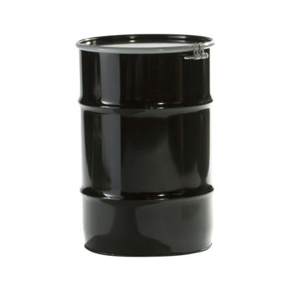 Picture of 55 Gallon Black Steel Open Head Drum, Unlined with 2" and 3/4" Fittings, UN Rated