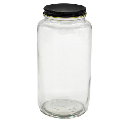 Picture of 16 oz Flint Glass Mayo Jar, 63-400, 12x1 with Black Cap