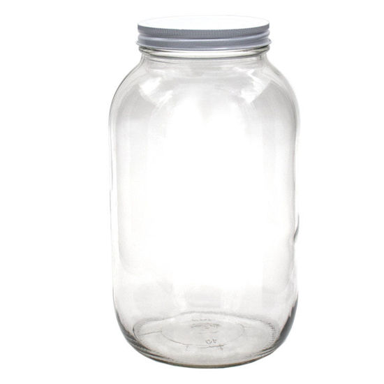 Picture of 64 oz Flint Glass Wide Mouth Jar, 83-400, 6x1 with Black Cap