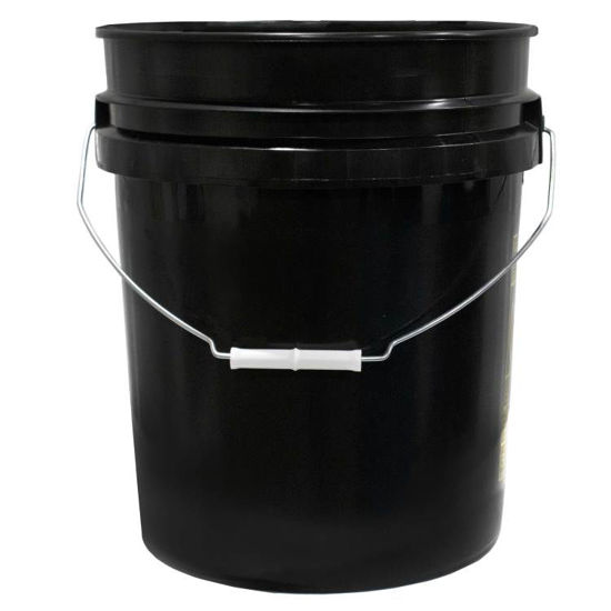 Picture of 5 GALLON BLACK HDPE OPEN HEAD PAIL, UNRATED, METAL BAIL W/ CHILD WARNING LABEL