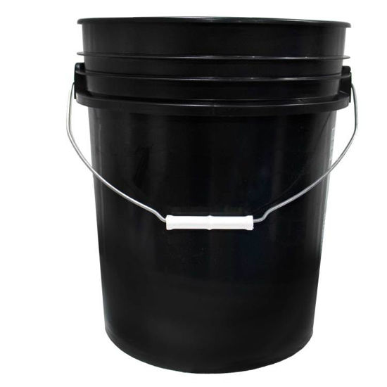 Picture of 5 GALLON BLACK HDPE OPEN HEAD PAIL W/ CHILD WARNING LABEL, METAL HANDLE
