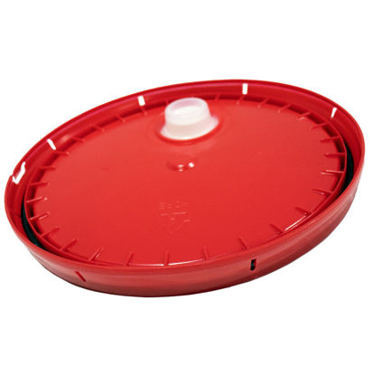 Picture of 3.5-5 GALLON RED HDPE COVER W/ PLASTIC SPOUT GASKETED