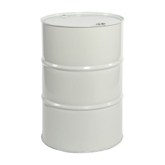 Picture of 55 Gallon White Steel Tight Head Drum, Green Phenolic Lined w/ 2" and 3/4" Fittings, UN Rated