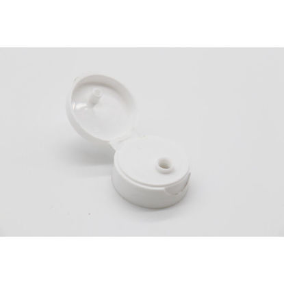 Picture of 28-400 White PP Smooth Top, Smooth Sided Flip Top Cap, 3 mm Orifice