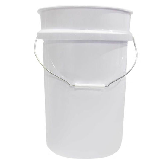 Picture of 6 GALLON WHITE HDPE OPEN HEAD PAIL W/ CHILD WARNING LABEL, METAL HANDLE