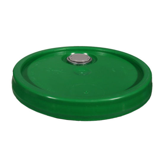 Picture of Green HDPE Tear Tab Cover for Plastic Pails 3.5 - 6 Gallons, Rieke Spout