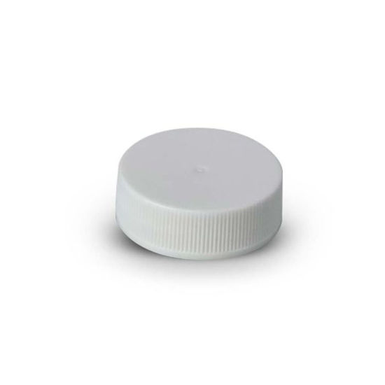 Picture of 33-400 White PP Smooth Top, Ribbed Sides Cap with Grooved Foam Vent Liner