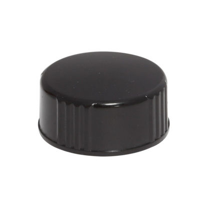 Picture of 24-400 Black PP Phenolic Ribbed Cap w/ Poly Seal Liner