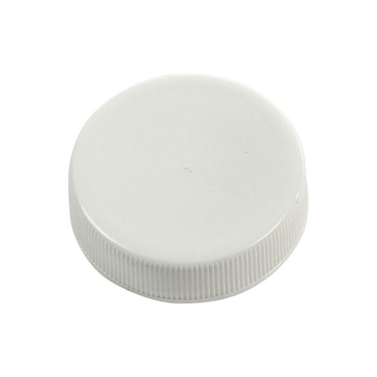Picture of 38-400 White PP Matte Top, Ribbed Sides Cap w/ Pulp & Polyethylene Plain Vented Liner