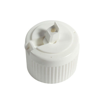 Picture of 28-410 White PE Turret Spout Cap w/ PS218 Liner (3mm Orifice)