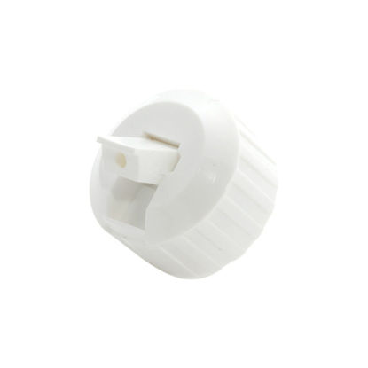 Picture of 28-400 White PP Turret Spout Cap w/ PS 54 Heat Seal for HDPE Liner (3mm Orifice)