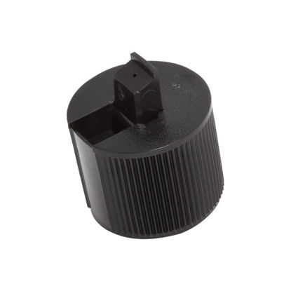 Picture of 28-410 Black PE Turret Spout Cap w/ ISPVC U10 Heat Seal Liner (3mm Orifice)