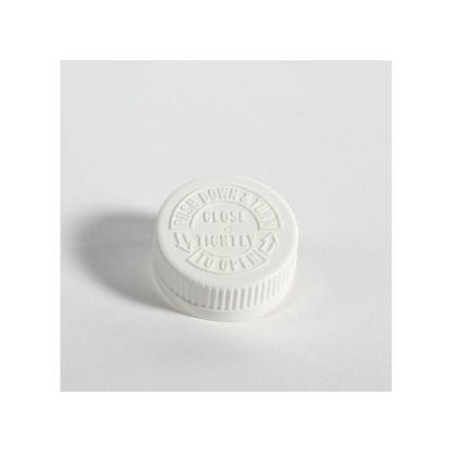 Picture of 38 mm White PP Saf Cap Cap w/ HS 130 Heat Seal for PE Liner