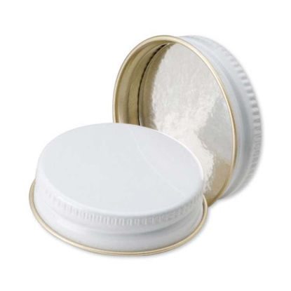 Picture of 38-400 White/Gold Metal Screw Cap w/ Pulp & Aluminum Foil Liner