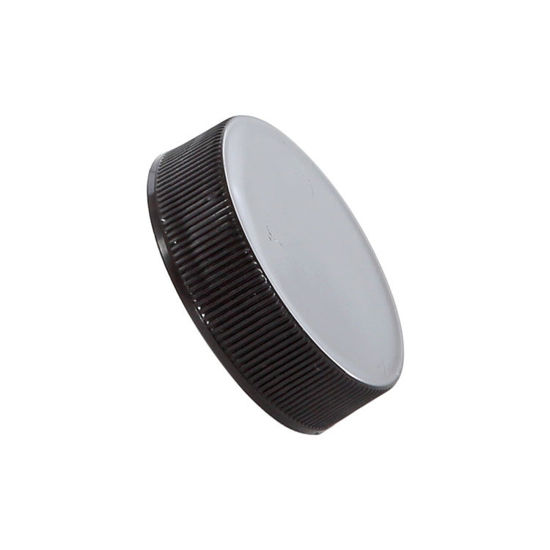 Picture of 38-400 Black PP Smooth Top, Ribbed Sides Cap with SG75 Plain Heat Seal for PE Liner