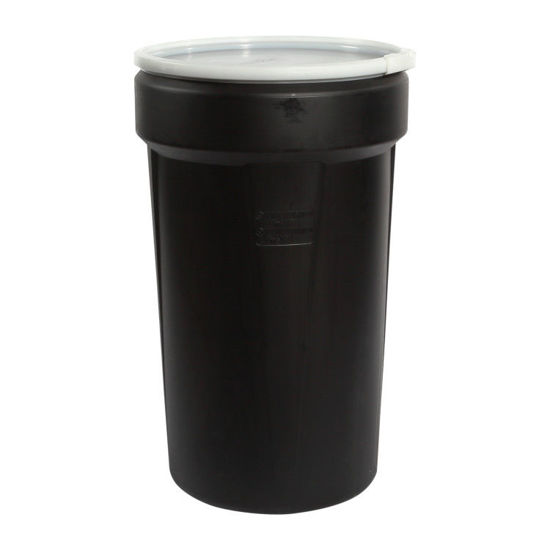 Picture of 55 Gallon Black Plastic Open Head Drum, UN Rated