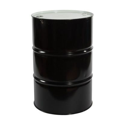 Picture of 55 Gallon Black Steel Tight Head Drum, Buff Epoxy Phenolic Lined w/ 2" and 3/4" Fittings, UN Rated (Poly Irradiated Gaskets)