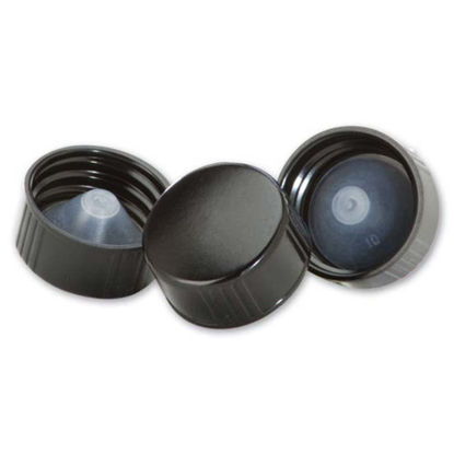 Picture of 22-400 Black PP Phenolic Ribbed Cap with Poly Seal Liner