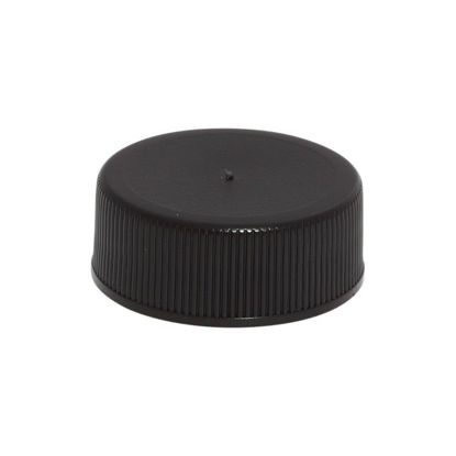 Picture of 28-400 Black PP Matte Top, Ribbed Sides Cap w/ FSM-1 .035 mm Heat Seal for PE Liner