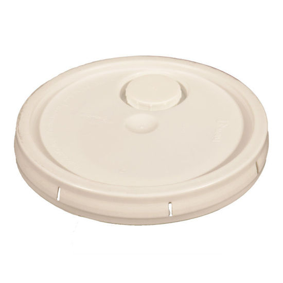 Picture of White HDPE Tear Tab Cover for Plastic Pails 3.5 - 7 Gallons, Anti Stat, 70 mm Heavy Duty Cap