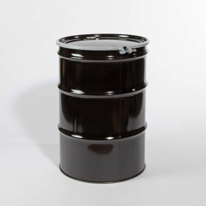 Picture of 55 Gallon Black Steel Open Head Drum, Rust Inhibited with 2" and 3/4" Fittings, UN Rated