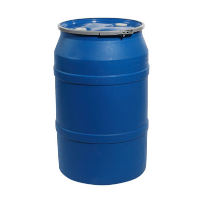 Picture of 55 Gallon Blue Plastic Open Head Drum with 2" and 2" Fittings, UN Rated