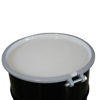 Picture of 30 Gallon Black Steel Open Head Drum with White Cover, Bolt Ring, Unlined, UN Rated
