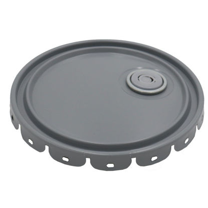 Picture of 2.5-7 GALLON GRAY INHIBITED STEEL LUG COVER, UN HI-PERFORM™ W/ RIEKE FITTING, FLOW IN GASKET, 24 GAUGE