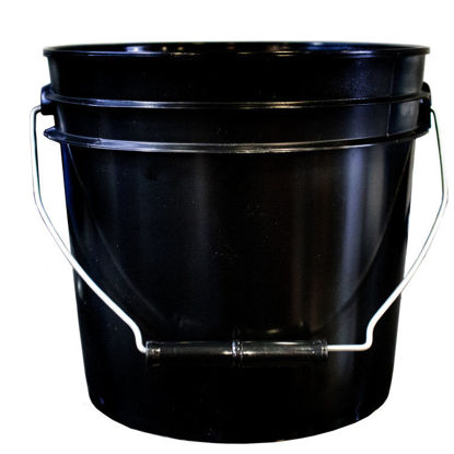 Picture of 1 Gallon Black HDPE Open Head Pail w/ Metal Handle w/ Black Plastic Grip, 80 MIL thick