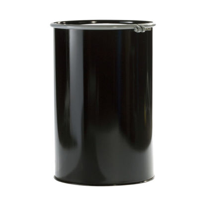 Picture of 55 Gallon Black Steel Open Head Drum, Buff Epoxy Phenolic Lined, Black Cover, w/ Bolt Ring, UN Rated