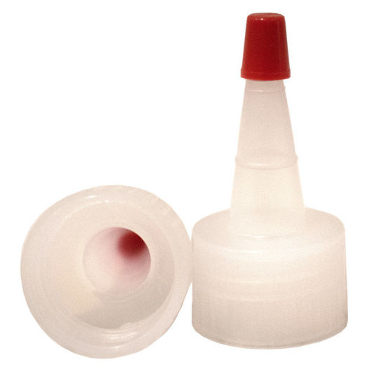 Picture of 24-410 Natural LDPE Plastic Yorker Cap, No Hole, W/ Red Regular Tip