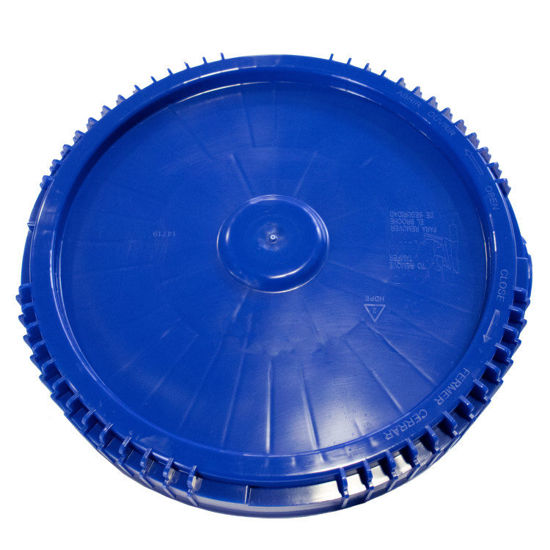Picture of 7.7 Gallon Blue #300 HDPE Plastic Screw Top Cover, UN Rated w/ Lite Latch
