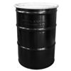Picture of 55 Gallon Black Open Head Reconditioned Drum, White Cover, Unlined w/ 2" & 3/4" Fittings, Bolt Ring, UN Rated