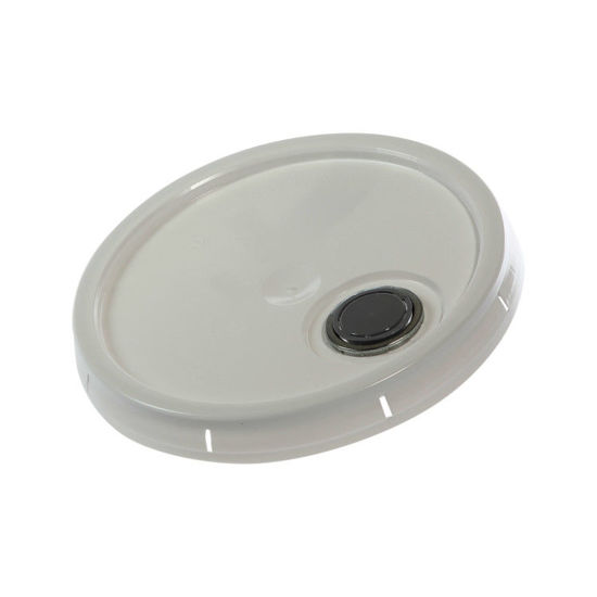 Picture of White HDPE Tear Tab Cover w/ Rieke Flex Spout for 3.5 - 7 Gallon Pails