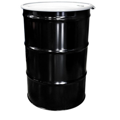 Picture of 55 GALLON BLACK INHIBITED STEEL OPEN HEAD DRUM, WHITE TOP,  2" & 3/4" FITTING, EPDM GASKET BOLT RING, UN RATED