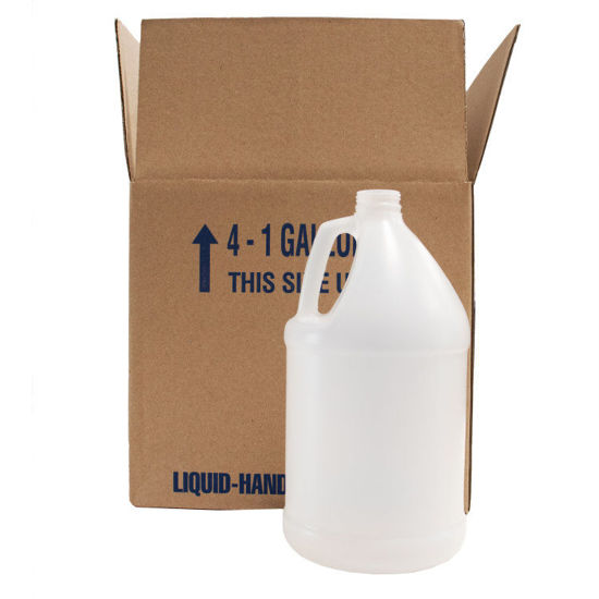 128 oz (1 Gallon) Brown HDPE Plastic Industrial Round Bottle, 38-400, 4x1,  120 Gram, Kraft Box