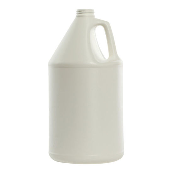 Picture of 128 oz White HDPE Industrial Round Bottle, 38-400, 6x1 Kraft Reshipper, 120 Gram